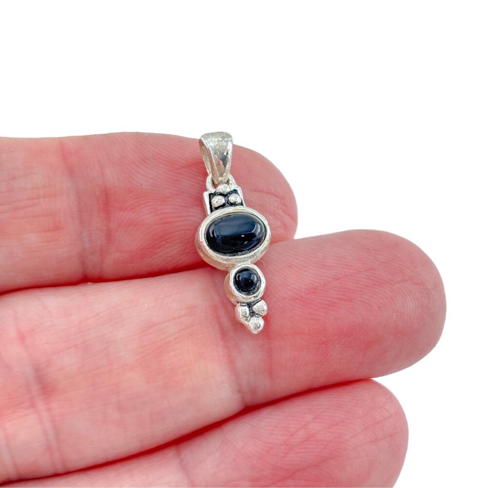 Vintage Sterling Silver 925 Onyx Hinge Pendant